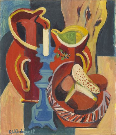 Naturaleza muerta con jarras y velas de Ernst Ludwig Kirchner